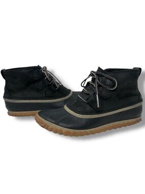 Sorel Womens Out N About NL2133-012 Black Waterproof Lace Up Duck Boots